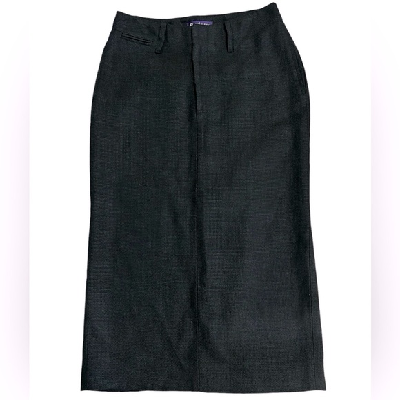 Ralph Lauren Collection Purple Label Black Linen Midi Pencil Skirt Size 6 - Picture 11 of 15